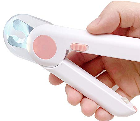 ALEENFOON Profi Hunde Nagelknipser Krallenschere mit Licht und Spritzfest Schutzvorrichtung für Haustiere Hunde und Katzen, Nagelschneider Nagelschere mit Feile für Mittlere Kleine Haustiere (Rosa)