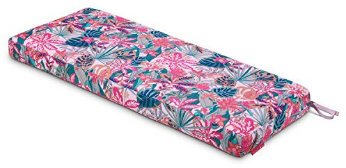 Classic Accessories Vera Bradley - Cojín para Banco de Patio Resistente al Agua, 48 x 18 x 3 Pulgadas, toldo de Bosque lluvioso, Coral