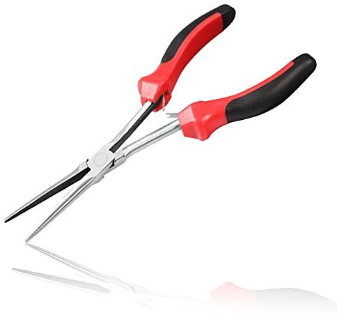 LEONTOOL 7.5 Inches Needle Nose Pliers Mini Extra Long Needle Nose Pliers Precision Wire Plier Non-Serrated Jaw Repair Tool for Jewelry Making Wire Bending Small Object Gripping Work On Narrow Place