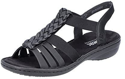 Rieker 60809 dam Sandal, svart, 42 EU