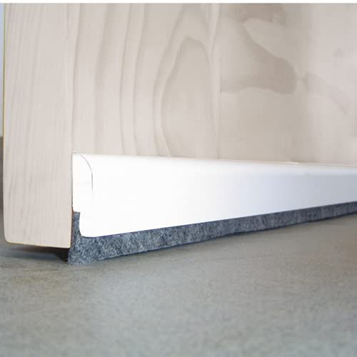 Burlete Bajo Puerta de Madera Blanco 91,5 cm, Barra de Paño