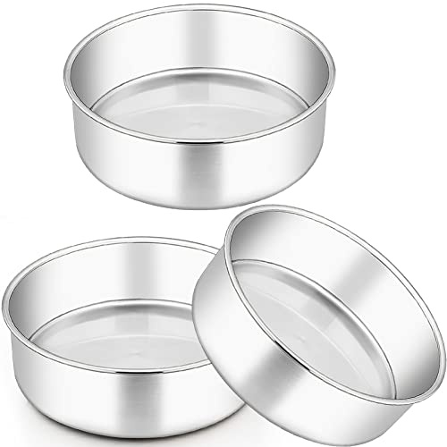 Homikit Kuchenform, 3 Stück 20cm Rund Edelstahl Backform Tortenform Set