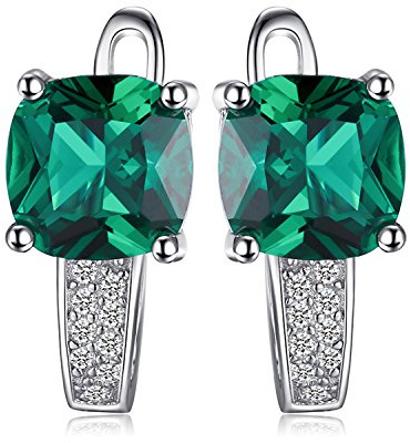 JewelryPalace Kuddslipade örhängen Med 2,9ct Simulerad Smaragd Silver 925 För Damer, Grönt Smyckeset, Statementörhängen Med ädelstenar i Silver För Flickor, Stiftörhängen i Silver Med Sten För Kvinnor