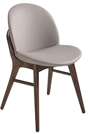 Angel Cerdá – Silla Comedor Tapizada en Polipiel Visón | Sillas Comedor Modernas, Diseño Minimalista, Elegante | 59 x 81 x 47 cm, Patas de Madera Maciza de Fresno Nogal | Cómoda, para Comedor, Salon