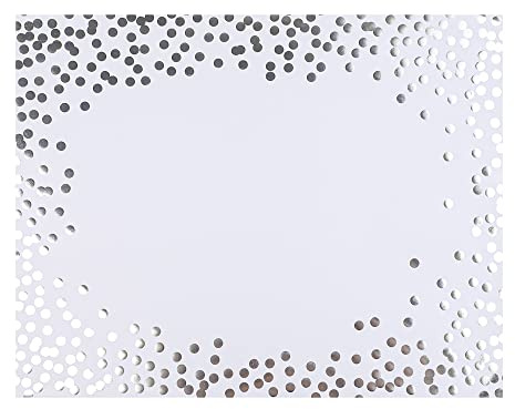 45 Pieces Silver Foil Paper Placemats White and Silver Dots Place Mats Disposable Decorative Paper Table Mats Rectangle Party Placemats for Birthday Wedding Baby Shower Party Dining Decor
