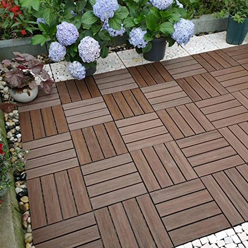ROYUMI Piastrelle per Esterni 6/9/15 Pezzi di Piastrelle in Plastica di Legno, Piastrelle per Pavimenti per Doccia da Giardino con Patio 12x12, Pavimento Interno Ed Esterno Fai da Te Ad Incastro