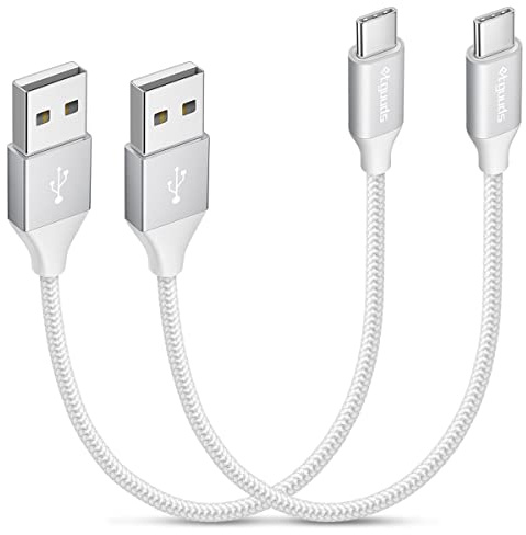 etguuds USB C Kabel Kurz [2Stück 30CM], Weiß USB A auf USB C Ladekabel Nylon Geflochten USBC Schnellladekabel für iPhone 17 16 15 Pro Max, Samsung Galaxy S26 S25 S24 S23 S22 S21 S20 S10 S9