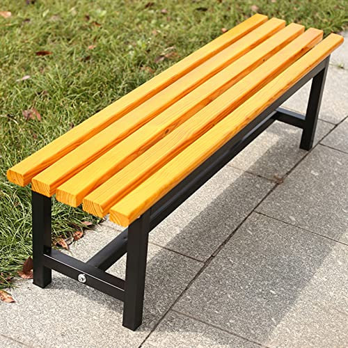 ZMYJTO Outdoor-Gartenbank, Parkstuhl, Sitzgelegenheiten auf der Terrasse, rückenfreie Bank aus Holz, Metall, Stahlrahmen, Lattenrost, Veranda-Ruhehocker, Ankleidezimmer, Schuhwechselhocker, Gartenm