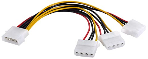 CY Câble d'alimentation broche IDE 4 mâle vers 3 femelle répartiteur Y 1 vers 2 câble d'extension 12 V + 5 V