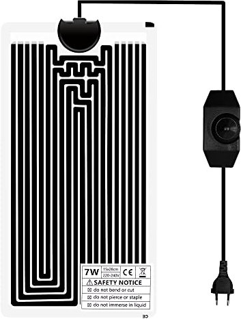 Heizmatte Terrarium, 7W Verstellbares Heizkissen, Heizmatte Pflanzen mit Temperaturregelung, Aquarienheizkissen, Reptile Wärmekissen, Wärmematte für Reptilien & Pflanzen, Heizmatte, 28 X 15 cm