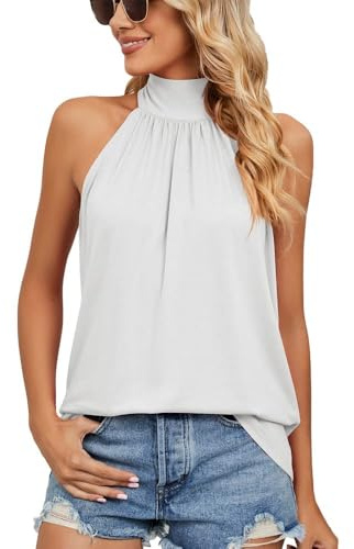 Canotta Donna Estive Canottiera a Girocollo Halter Camicetta Senza Manica Elegante Casual Shirt Top Moda Camisole Casual Sciolta Morbido Tank Top