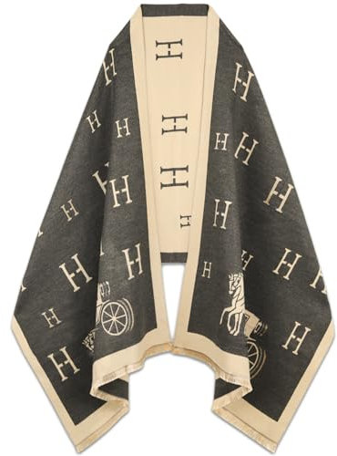 EXTREE Pashmina-Schal für Damen, seidiger Schal für Abendkleid, Decke, offener Poncho-Umhang, Acl-Schwarz, 1