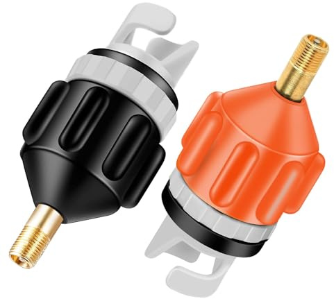 2 Stück Aufblasbarer SUP Board Pumpenadapter, Ventiladapter für Aufblasbare Schlauchboote und Paddle Boards - Orange + Schwarz