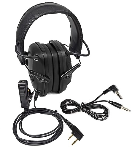 HYS Cuffie con cancellazione del rumore, cuffie sovrauricolari con cavo, riduzione attiva del rumore, cuffie auricolari Compatibile con Kenwood Baofeng UV5R BF-888S Quansheng UV-K5 (nero)