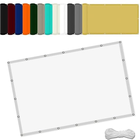 Sonnensegel mit öse 0.8 x 1.8 m Wasserdicht Sonnenschutz Strand Reißfest UV-Schutz nach Mass Polyestergewebe Mit Seil Schattenspender für Gewächshaus/Hinterhof, Weiß