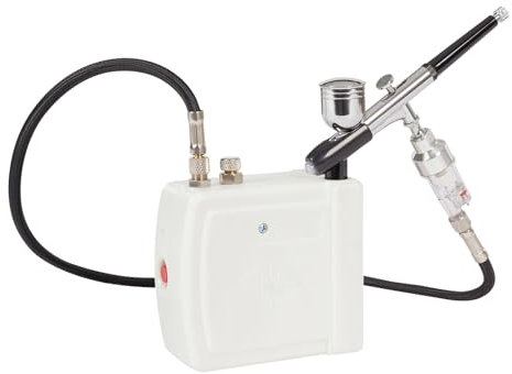 HarBin-Star Airbrush Kompressor Kit, 15 PSI Airbrush Spritzpistole Set, Quiet Air Brush Kompressor Malerei mit 1.7m Luftschlauch, für Modellbau, Handwerk, Tatto, Backen, Weiß