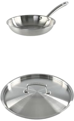 KAMBERG - Poêle Ø30 cm en Acier Inoxydable 18/10 Triply - Sans PFAS - COUVERCLE INCLUS - Tous feux dont induction et four