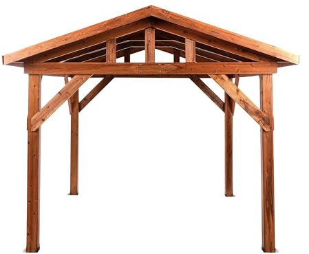 Gartenpavillon Tannenholz Hellbraun rechteckig 296x350 cm mit Metalldach Secchia