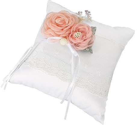 VALICLUD Hochzeitsringkissen Mit Blumenmuster Ringkissen Für Zeremonien Weißes Ringhalter Für Eheringe Hochzeitsaccessoires Für Braut Und Bräutigam