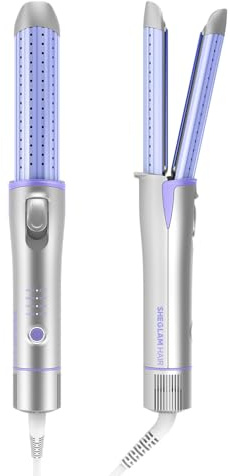 SHEGLAM Hair Cool Lock Airflow Styler, 360° Airflow Styler Curling Iron, Hair Curler with Cooling Air Vents to Lock in Style, 4 Adjustable Temp, Dual Voltage, Fast Straightening