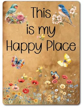 Decalarama Nice Metal Sign Gift – This Is My Happy Place – Family Fun Gardening Novelty Aluminium Present