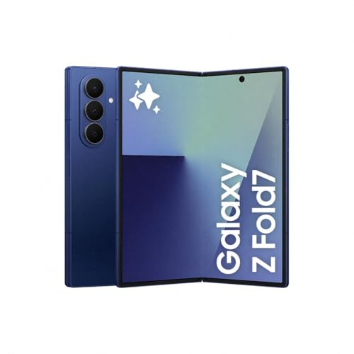 Samsung Galaxy Z Fold7 AI Phone, Thin and Light Foldable Design, Large Screen, 200MP Camera, 512GB Storage, 12GB Memory, 4400 mAh Battery, Blue Shadow, 3 Year Extended Warranty (UK Version)