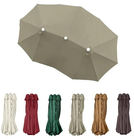 SMELEDFCFK Toile De Remplacement Grand pour Parasol Double Housse De Rechange pour Parasol 4.6m Toile De Parasol 12 Baleines Auvent De Parasol XXL(Light Grey)