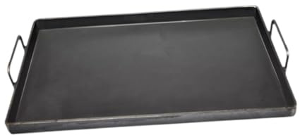 Colcolo Piastra per Barbecue in Ghisa con Bordi Rinforzati, Riutilizzabile, Superficie Piana, per Cucinare All'aperto, Grill a Gas, 30x20 Cm