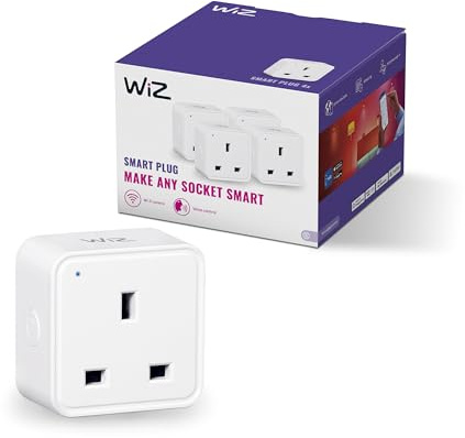 WiZ Wi-Fi Smart Plug, Type G, 230V, 50Hz, Easy Setup, Matter Certified, Smart Controls, Voice Commands, Works with Alexa, Google Home, and Apple Home, 4 Pack