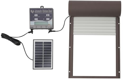 Automatische Hühnerklappe Solar, Elektrische Hühnertür mit Timer-Modus, Lichtsensor-Modus, Fernsteuerung, Manueller Modus, Hühnerstalltür mit Batterie, Intelligenter Einklemmschutz 24.5 * 37cm