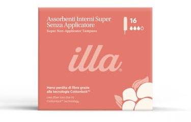 illa Assorbenti Interni Super - Assorbenti in Cotone Senza Applicatore - Con Tecnologia Cottonlock™ Riduce il Rischio di Irritazioni e Offre Maggiore Comfort - Confezione da 16 Pezzi