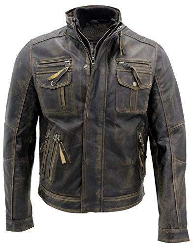 Infinity Leather Caldo Brando Giubbotto da Motociclista in Pelle da Uomo