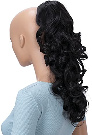 CAISHA 40cm Haarzopf Haarteil Butterflyclip Voluminös Schwarzbraun H211