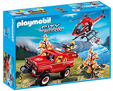 PLAYMOBIL 43729241 Jeu de Figurines de Pompiers en Mission Contre Les Feux de forêt Multicolore