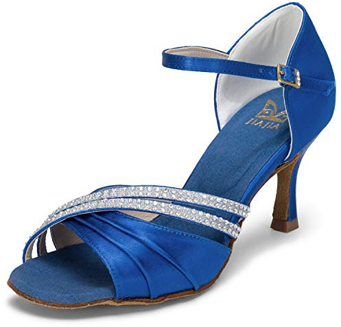 JIAJIA 20524 Latin Dam Sandaler 7,5 cm Flared Heel Super Satin Dansskor