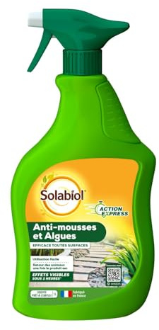 SOLABIOL Anti-Mousses & Algues - Prêt à l'Emploi - Pulvérisateur 1L | Effets Visibles sur Mousses en 2h - Agit par Contact - Efficace sur Toutes les Surfaces - SOMOUSPAL1N