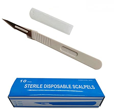 Scalpels #11 Jetables Stériles Medi-cut Pour Le Dermaplaning Chirurgical,L'anatomie De Laboratoire, La Sculpture, Le Couteau De Loisirs Créatifs, La Dissection Médicale,La Podologie (lot De 10)