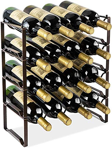 Lekind 4 Tier Stackable Wine Rack Freestanding 16 Bottles Organizer Holder Stand Countertop Liquor Storage Shelf