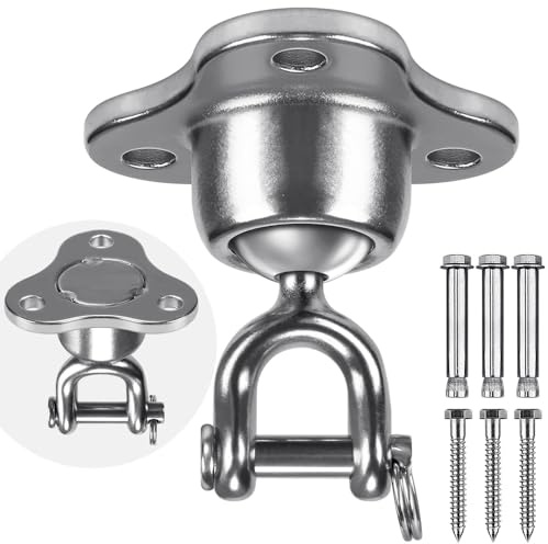 SELEWARE - Ensemble de suspension pour hamac, cintres de balançoire robustes silencieux pivotants, crochets pivotants pour hamac et chaise balançoire, ensemble de balançoire, balançoire en filet de