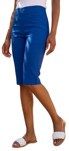 Roman Knee Length Shorts for Women UK - Ladies Cropped Capri Stretch Bengaline Pants Crop Trousers Summer Legging Lounge Essentials Elasticated Casual Clothes