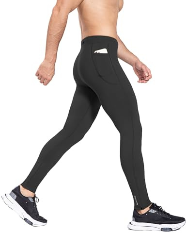 baleaf Pantalones de compresión para correr, para hombre, de invierno, para entrenamiento, transpirables, leggings deportivas, pantalones largos, ajustados, F-negro., S