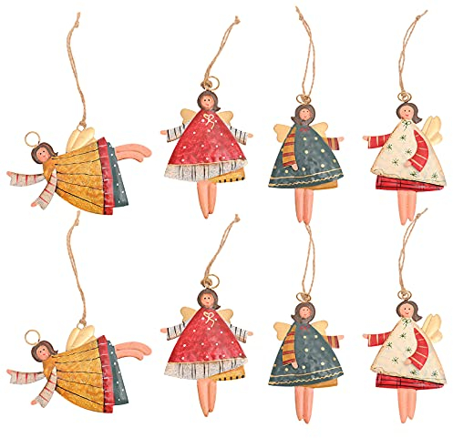 8 Stück Christmas Decorations, Metall Weihnachtsbaumschmuck, Weihnachtsdeko Vintage Weihnachtsengel Weihnachtsanhänger, Christbaumschmuck, Baumschmuck Weihnachten,Weihnachtsbaum Deko Weihnachtsschmuck