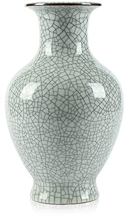 Chinesische Keramik-Kunst, handgefertigt, antike Eisriss-Glasur, große Porzellan-Blumenvase, mildes Minzgrün