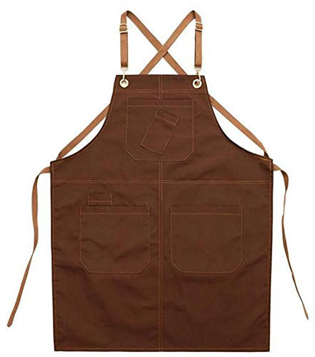 fayengan Arbeitsschürze Herren,Robuste Werkzeugschürze Für Männer, Arbeitsschürze Mit Werkzeugtaschen Für Küche, Garten, Keramik, Werkstatt, Garage Und Mehr (Color : Brown, Size : XL)