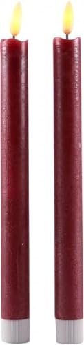 peha Magic Candle LED Echtwachskerzen Stabkerzen 2er-Set rot 25,5cm Flackermodus BD-10110 ca. 2 cm im Durchmesser (creme) (rot)
