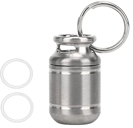 Tragbares Pillenetui,Mini-Pillendose,Medikamentenhalter aus Titanlegierung,Wasserdichtes Pillenlager mit Schlüsselanhänger,Erste-Hilfe-Pillenbehälter für Outdoor-Sportarten,Camping(Small)