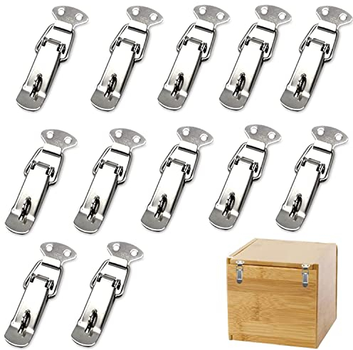 Cierre de Palanca,12pcs Pestillo de Palanca,Cierre de Resorte de Acero Inoxidable,Cerradura Candado con Muelle Cerradura de Palanca Corchete Traba para Cajas de Tensión de Acero Inoxidable