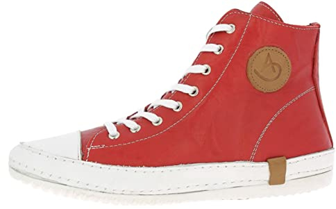 Andrea Conti Damen Stiefelette High Top Sneaker Boot Coole Applikationen 0025902, Größe:39 EU, Farbe:Rot