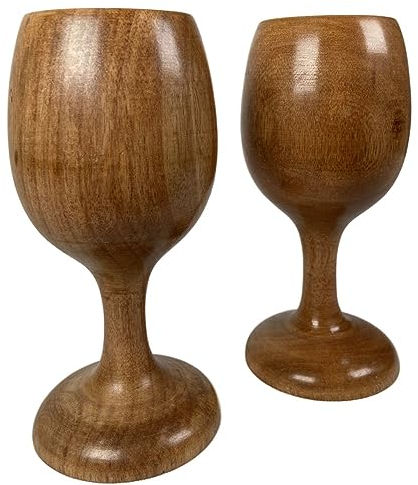 collectiblesBuy Handgefertigter Weinkelch aus Holz, Vintage, inspiriert, 2 Stück, umweltfreundlich, Trinkbecher, Geschenk für Getränke, Champagner, Whisky, Braun