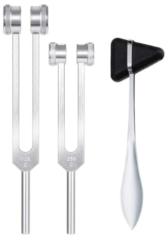 Kahdsvby Neurologische Stimmgabel, 128 Hz + 256 Hz, Silber, KöRpergewichtete Stimmgabeln Aus Aluminiumlegierung für das Heilchakra-Set